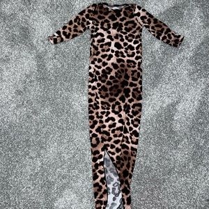 Brown & black leopard knotted gown baby